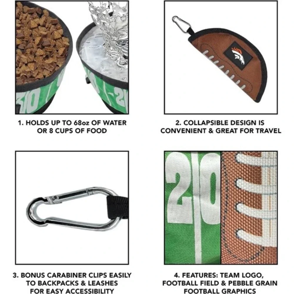 NFL collapsible bowl for your pet in black and brown, L29.‎